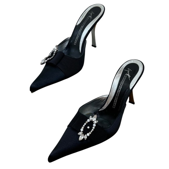 Giuseppe Zanotti, Size 39 (9 US), Black - Vintage Mule Pumps, Silver Rhinestone - Picture 5 of 15
